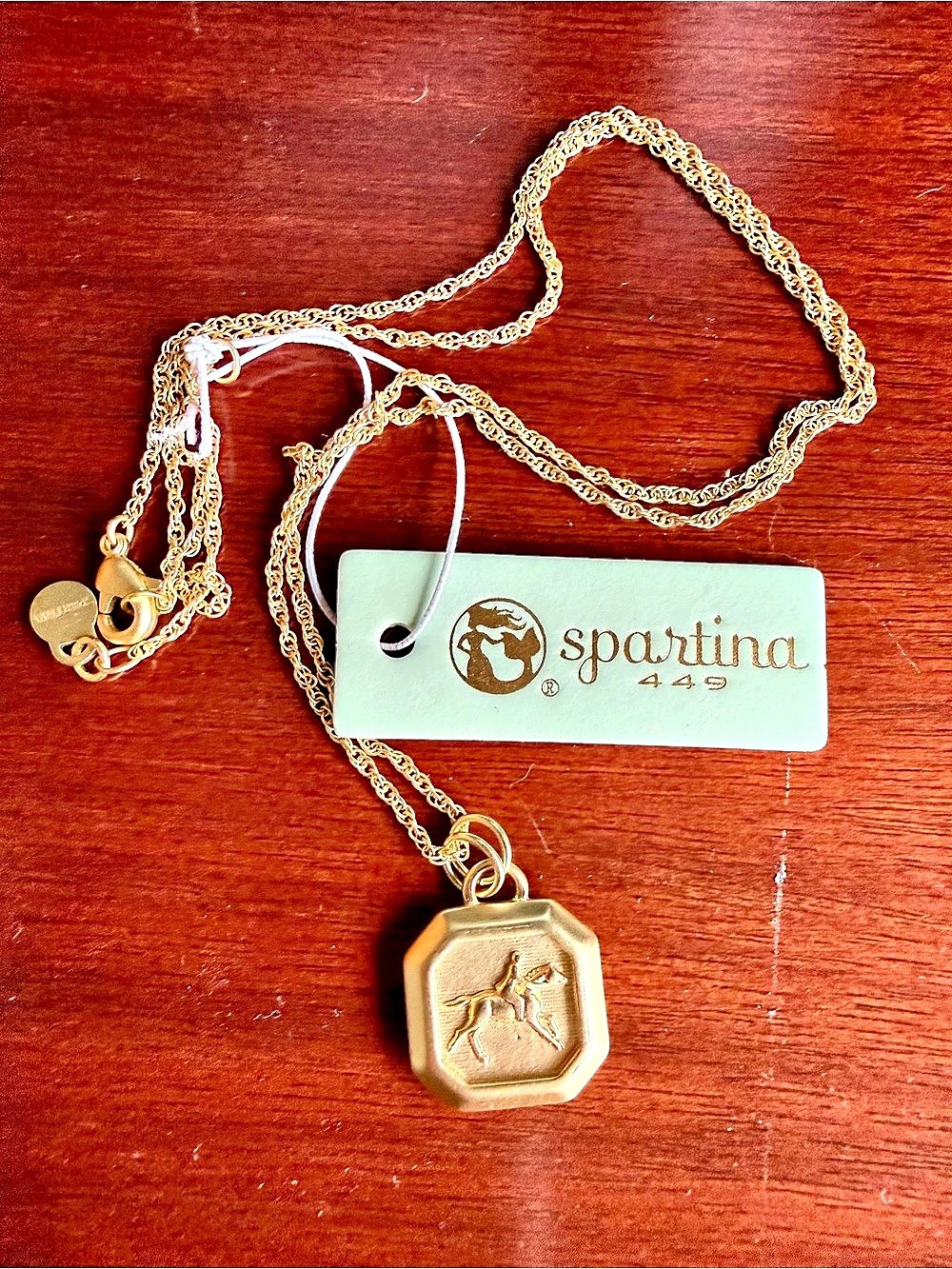 NWT Spartina 449 Lucky Horse Necklace 18" Gold